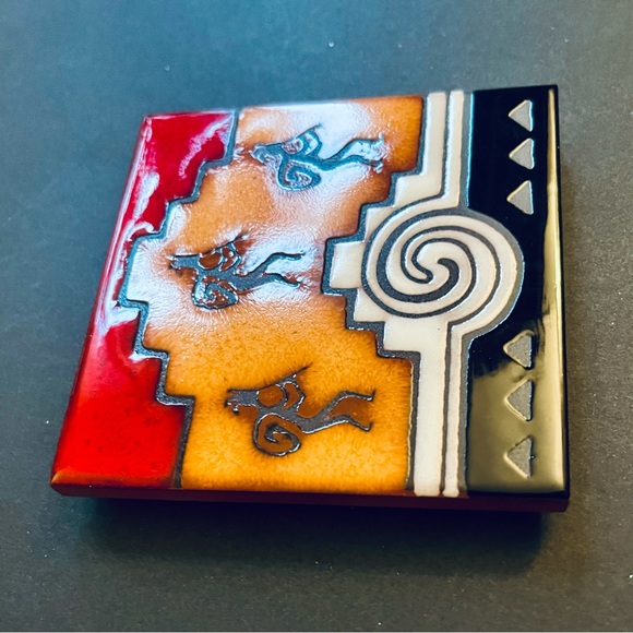 Kokopelli Masterworks Pottery Art Tile 4” Southwest Native American USA - Picture 7 of 10